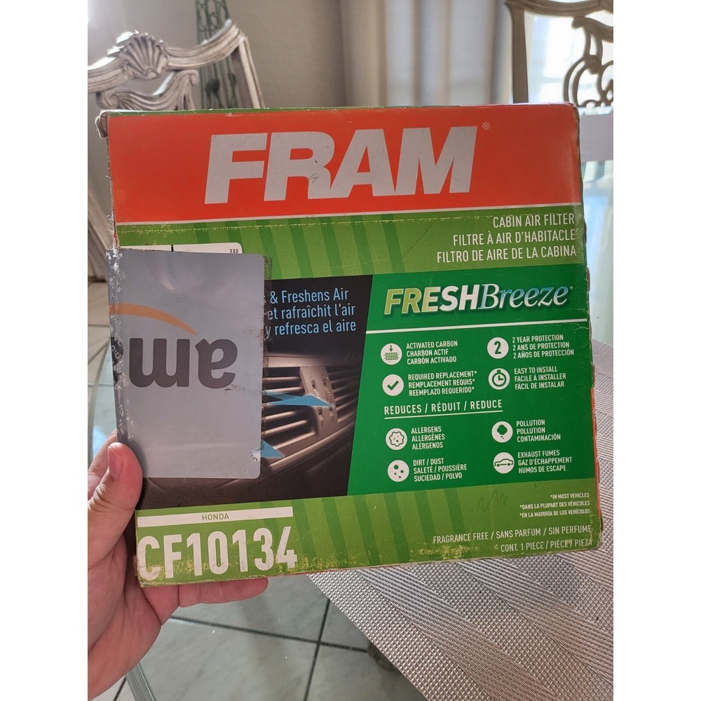 FRAM Fresh‎ Breeze Cabin Air Filter with Arm & Hammer Baking Soda CF10134